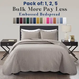 Imperial Homeware Leaf Ultrasonic Embossed Quilted Bedspread Set Lightweight Summer Bedspread with Pillow Shams Twin, Queen, King and California King Sizes Microfiber Bedding Set