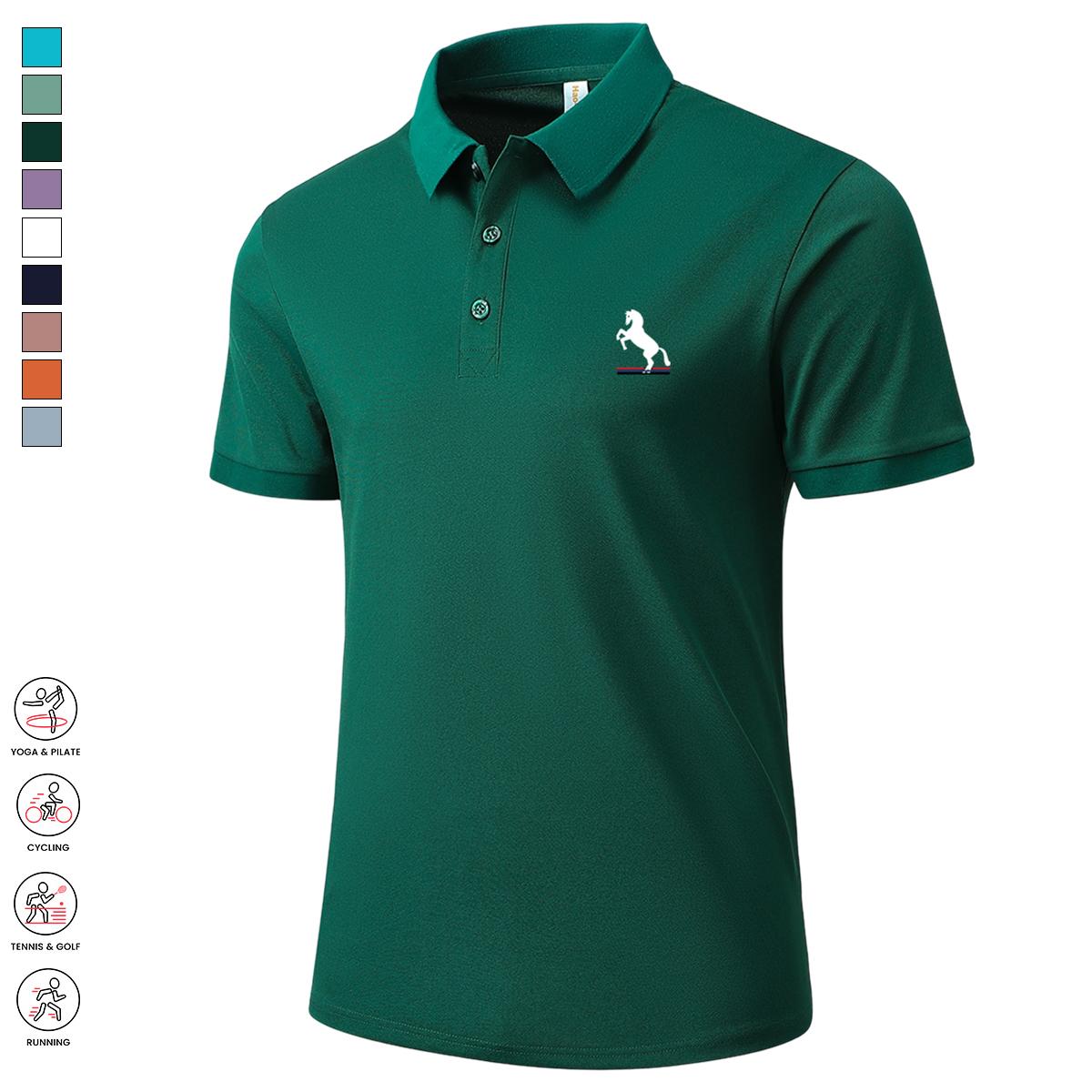 Men’s 7-Pack Summer Polo Shirts - Breathable, Sweat-Absorbing, Conservative, Front-Placket, Preppy, Short-Sleeve, Solid-Color, Regular-Fit Casual Sporty Apparel for Outdoor Activities, Everyday Wear, Conservative Polo Shirts, Front-Placket Polo Shirts