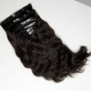 Glam Luxe Collection Luxe Seamless Clip-ins Natural Wave 100% Virgin Hair Extensions 9 Pieces 160g Volume Length