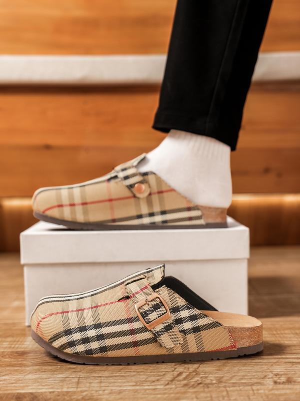 Unisex Soft Wood Insole Slippers, Round Toe Design, Adjustable Buckle, Comfortable for Men and Women, Classic All-Season Outdoor Beach Shoes, Casual Shoes Clogs