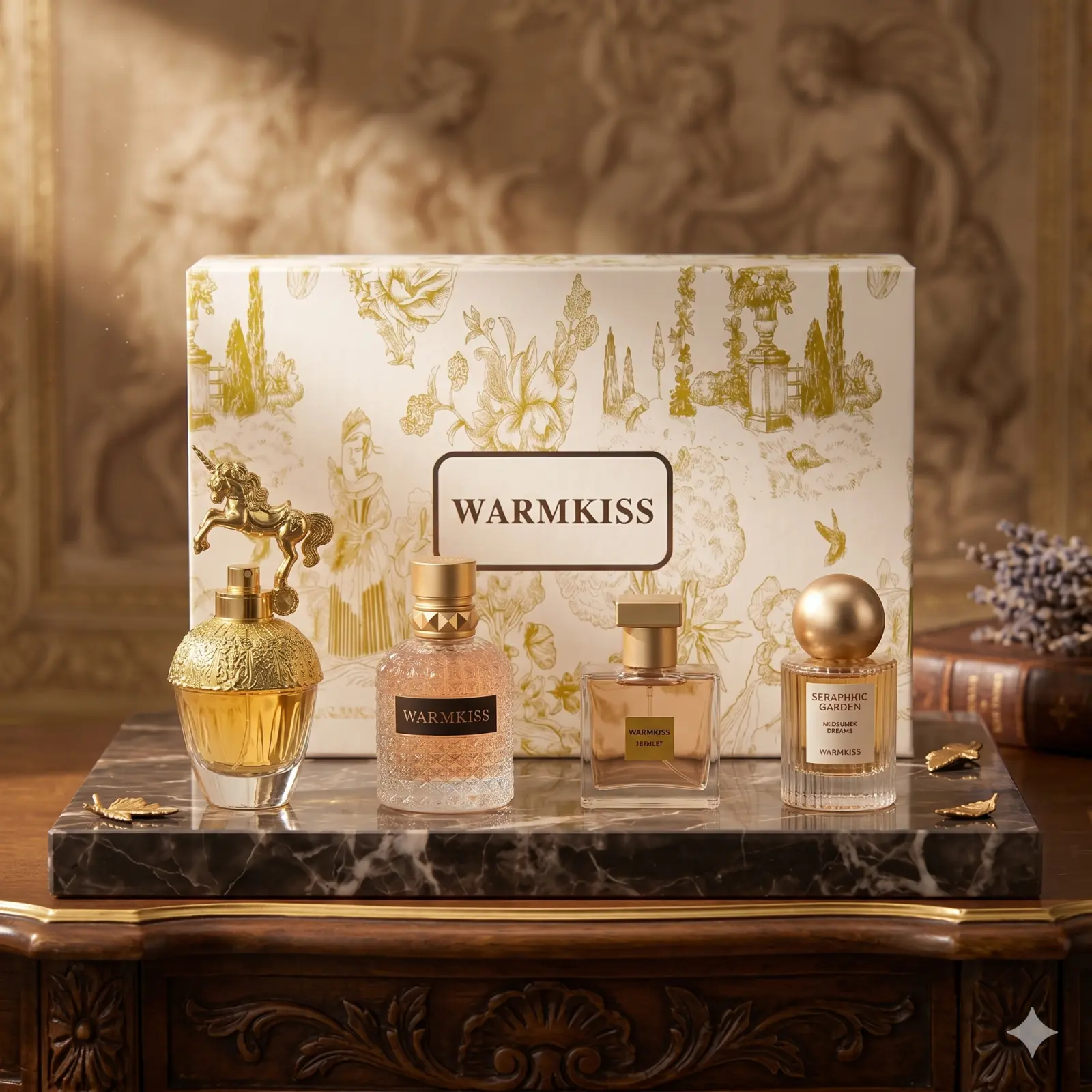 4-Piece Luxury Citrus Fragrance Sets for Women, Long Lasting Perfume Collection in a Vintage Holiday Gift Box