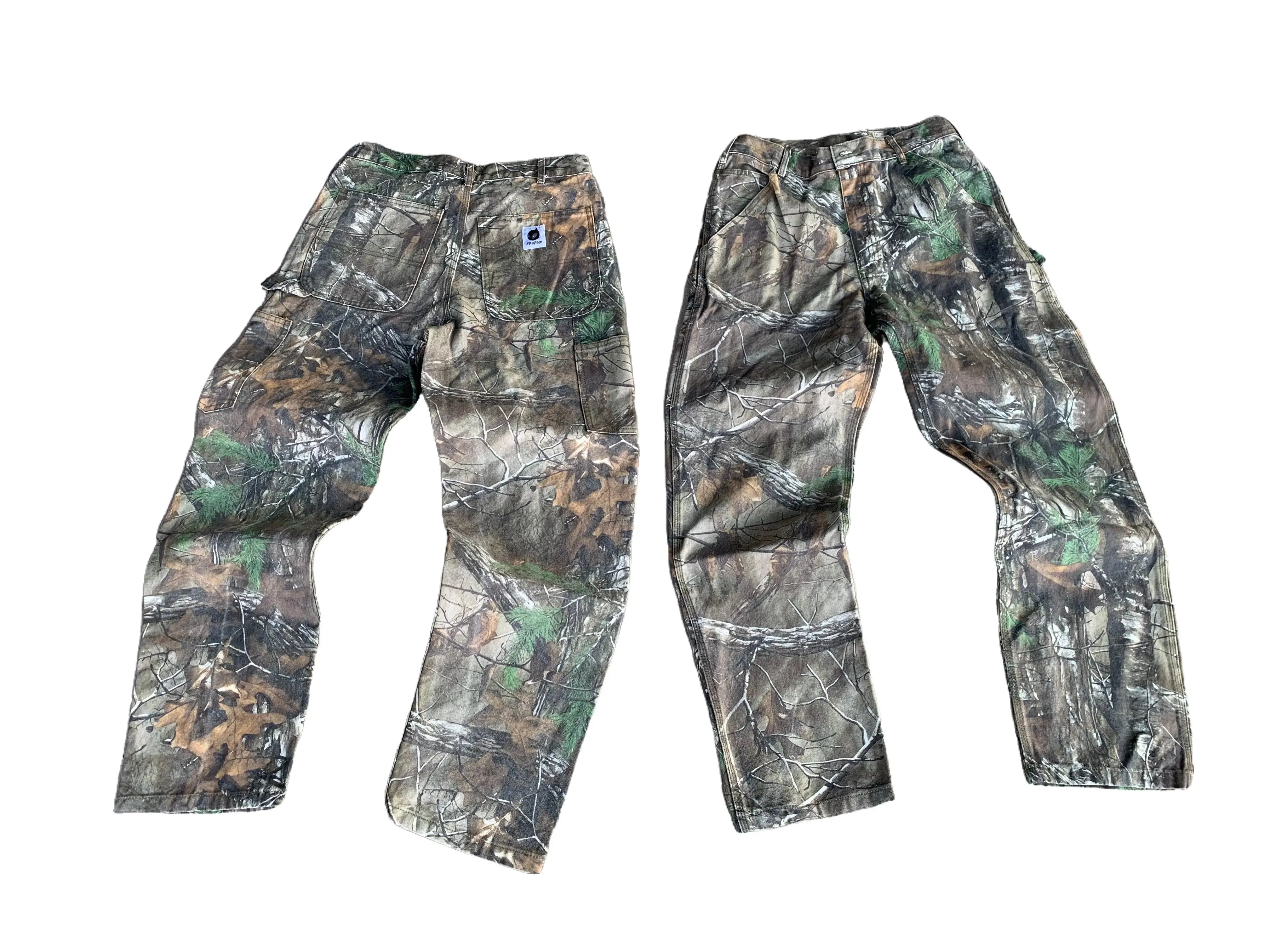 Men‘s Vintage Wash Camouflage Cargo Pants Loose Fit Multi-Pocket Relaxed Fit Military Tactical Streetwear Trousers Straight-leg Denim jeans