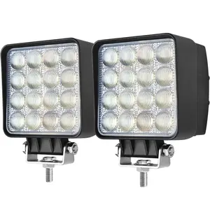 2PACK 48W LED Work Lights, Square Flood White Pod Lights 12V/24V for Off Road Heavy Duty Pickup Truck Tractor ATV UTV