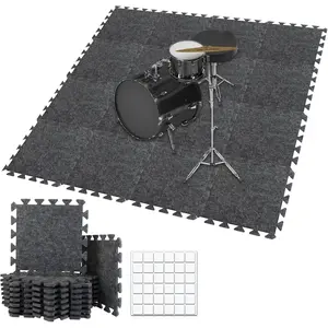 Thick Sound Absorbing Interlocking Floor Mats, 16 count 11x 11 x 0.4 inches High Density Piano Carpet Drum Rug, Non-Slip Anti Vibration Soundproof Pads Acoustic Blankets for Music Studio M