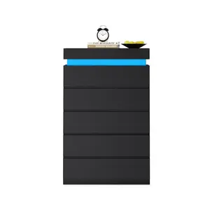 Tall Dresser with LED Light Black