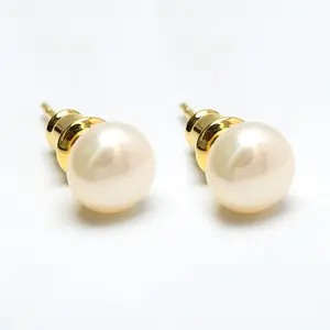 Genuine Freshwater Pearl Stud Earrings, Elegant Classic Genuine 6mm Cultured Pearl Design, Sterling Silver Back Post, Hypoallergenic, Nickel-Free Jewelry Gift