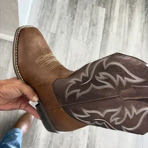 IUV Cowboy Boots For Men with Wide Square Toe Western Retro Boot Durable Classic Fashionable Embroidered Pull On Slip Resistant Boots SummerVibes