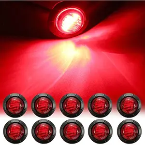Set of 10 Red 3/4in Round LED Clearance & Brake Stop Lamps – Universal Fit for Vehicles Including Truck, Car, Bus, Trailer, Van, Caravan, and Boat