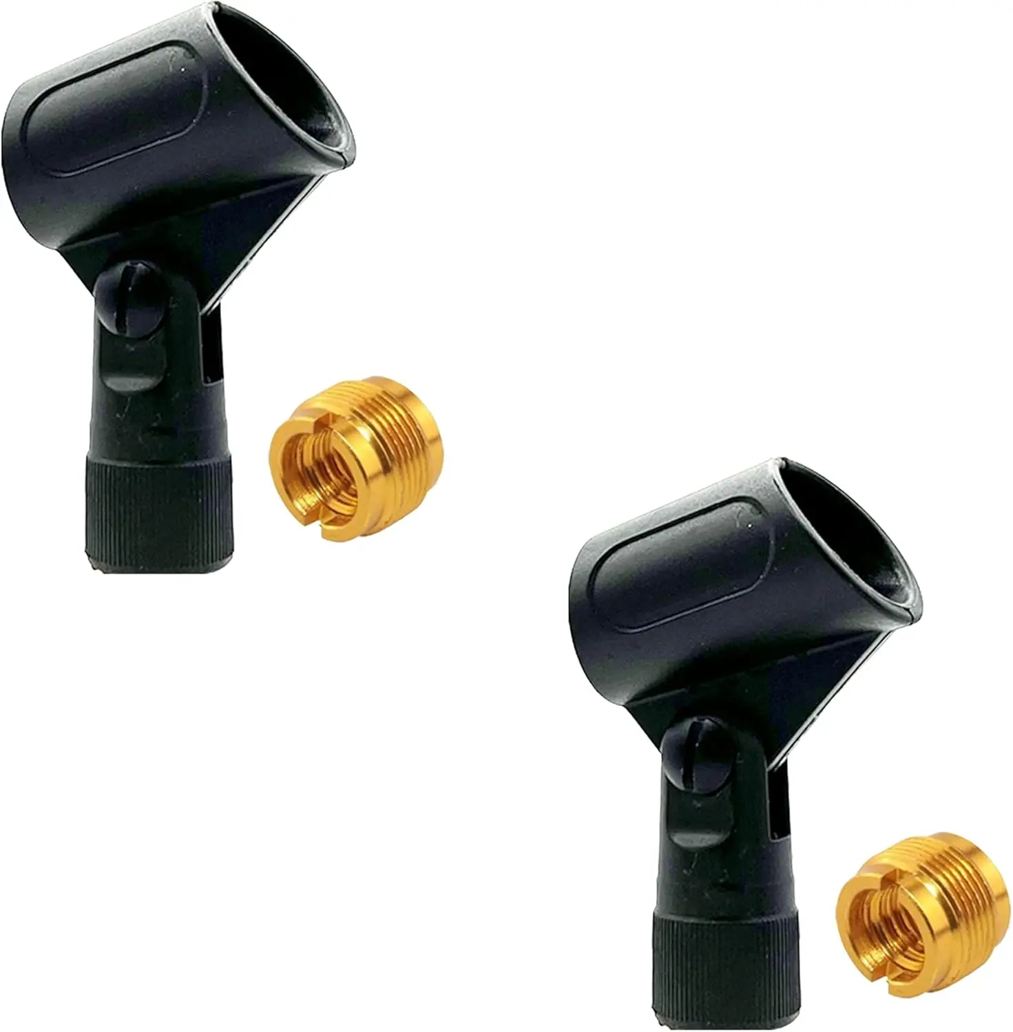 5 Core Microphone Mic Clip Holder for Mic Stand Universal Adjustable with 5/8" Male to 3/8" Female Screw Adapter Suitable for Handheld Microphones - PARENT MIC CLIP (MC-07, 2 PCS)