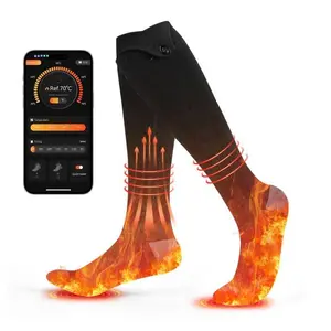 Cell Phone Control Heated Socks 5000mAh Rechargeable Electric Socks with Four-Speed Temperature Adjustment Washable Winter Socks for Indoor Outdoor Use 8 Hours Battery Life Christmas Gift for the Elderly