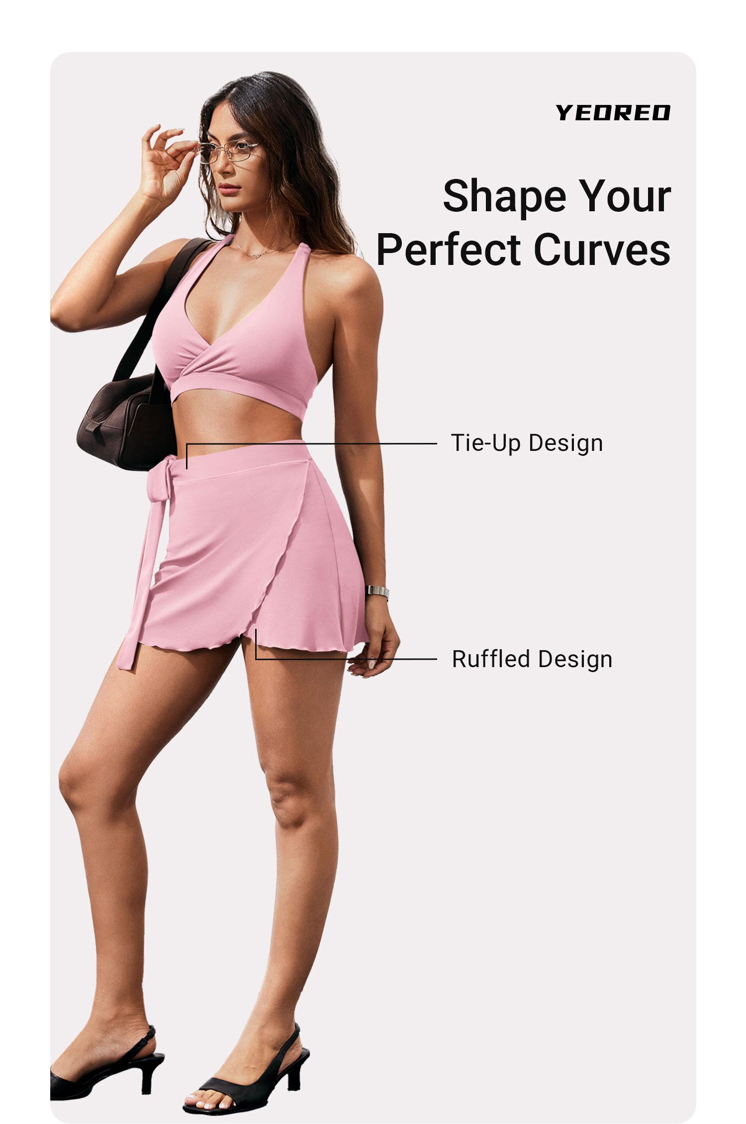YEOREO Women's Stretchy Lightweight Athletic Sport Skort - Ballet Wrap Tie, Built-in Shorts, Sporty Chic Mini Gym Skirt for Tennis, Summer Workouts, Athletic Sport Skirt tiktokshopbacktoschool
