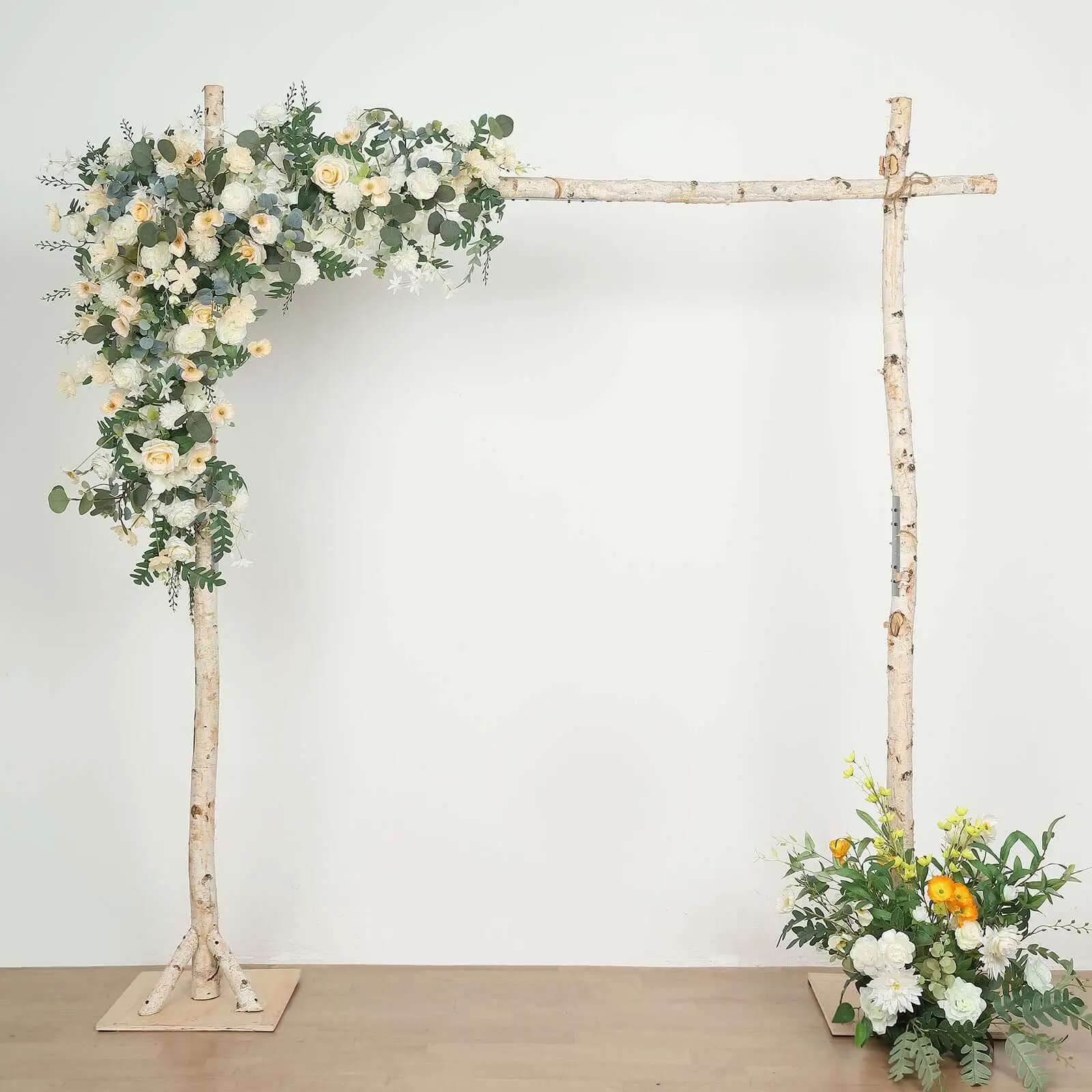 Rustic Natural Birchwood Square Wedding Backdrop Stand - 7.5ft Arch Support, Arch Trellis Festive Backdrops & Banners, Party Decoration Supplies for Weddings, Outdoor Events, Ideal for Cut Flower Decor
