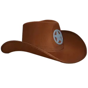 Brown Cowboy Hat with Sheriff Star |  Velvet Sheriff Hat Gray Plastic Star for Boys & Girls - Western Dress Up Costume Accessory for Halloween, Theme Party & Role Play