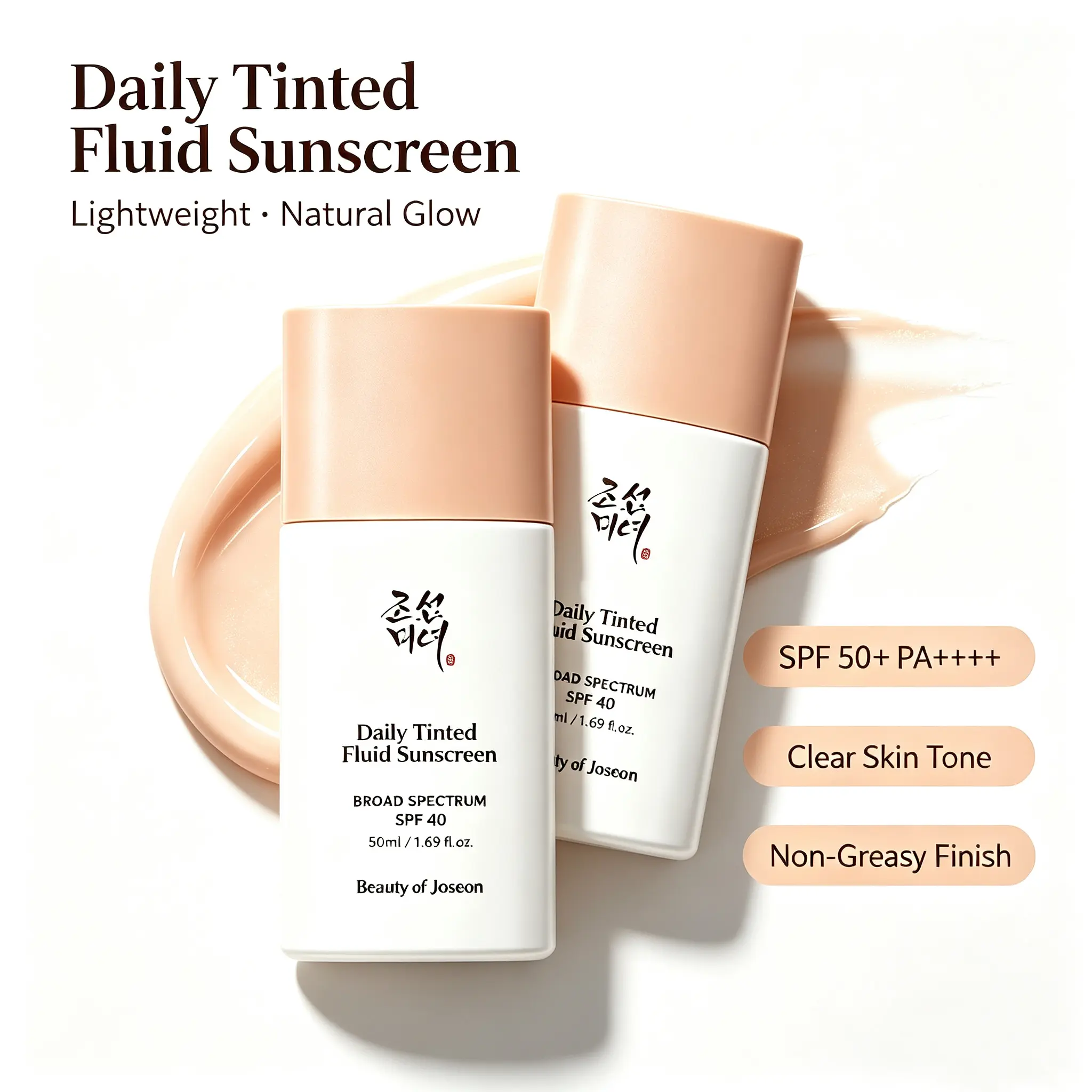 [Beauty of Joseon] Daily Tinted Mineral-Based Facial Fluid Sunscreen - 50mL, OTC Certified, Broad Spectrum SPF, Skin Repair, Makeup-Ready