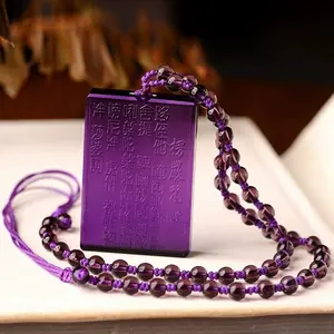 Amethyst Shurangama Mantra Prajnaparamita Heart Sutra Pendant Men's And Women's Peace Pendant Amulet Sutra Necklace