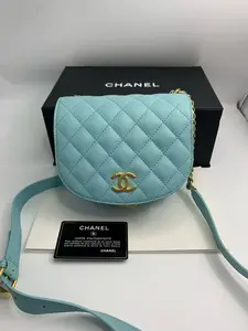 Pre-owned CHANEL Saddle Bag in Tiffany Blue, Grained Calfskin, 26serious Condition: 98% New (Excellent Condition) Size: 16x15