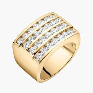 Men's Channel Set Fashion Statement Ring Daily Birthday Anniversary Male Chunky Big