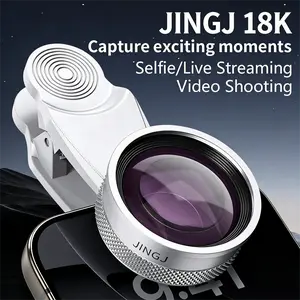 18K Ultra HD Wide Angle Lens for Phone, Professional Vlogging Camera Lens for iPhone & Android, Dual Lens Clips with Travel Case, Silver