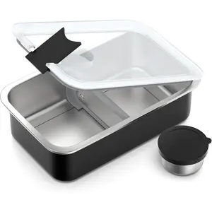 Stainless Steel Bento Lunch Box for Adult, 42oz Leak-Proof Lunch Box Containers, Microwave-Safe, with Adjustable Divider, Convenient Metal Lunchbox for Work, Travel