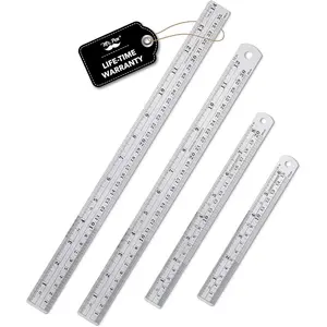 Steel Rulers, 6, 8, 12, 14 inch Metal Rulers, Pack of 4