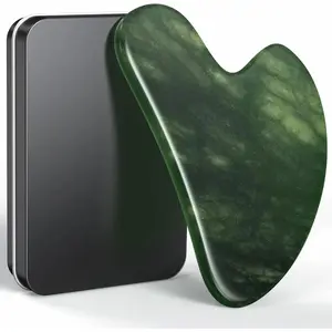 Gua Sha Facial Tools, Natural Jade Stone Guasha Tool for Face Acupuncture Therapy Trigger Point Treatment, Gua Sha Scraping Massage Tool (Green)