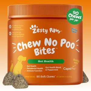 Zesty Paws Chew No Poo Bites™ for Dogs - Chicken Flavor All Natural Digestive Support Supplements with Capsimax & Probiotics
