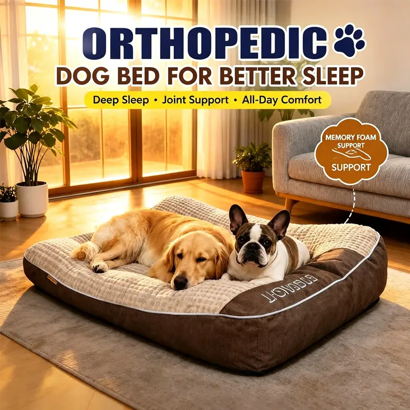 BOFNL orthopedic memory foam oversized dog bed , soft and breathable pet bed, removable and machine-washable cover, pet mattress for joint support and deep sleep, breathable and machine-washable rectangular dog pad, suitable for small, medium, and lar 