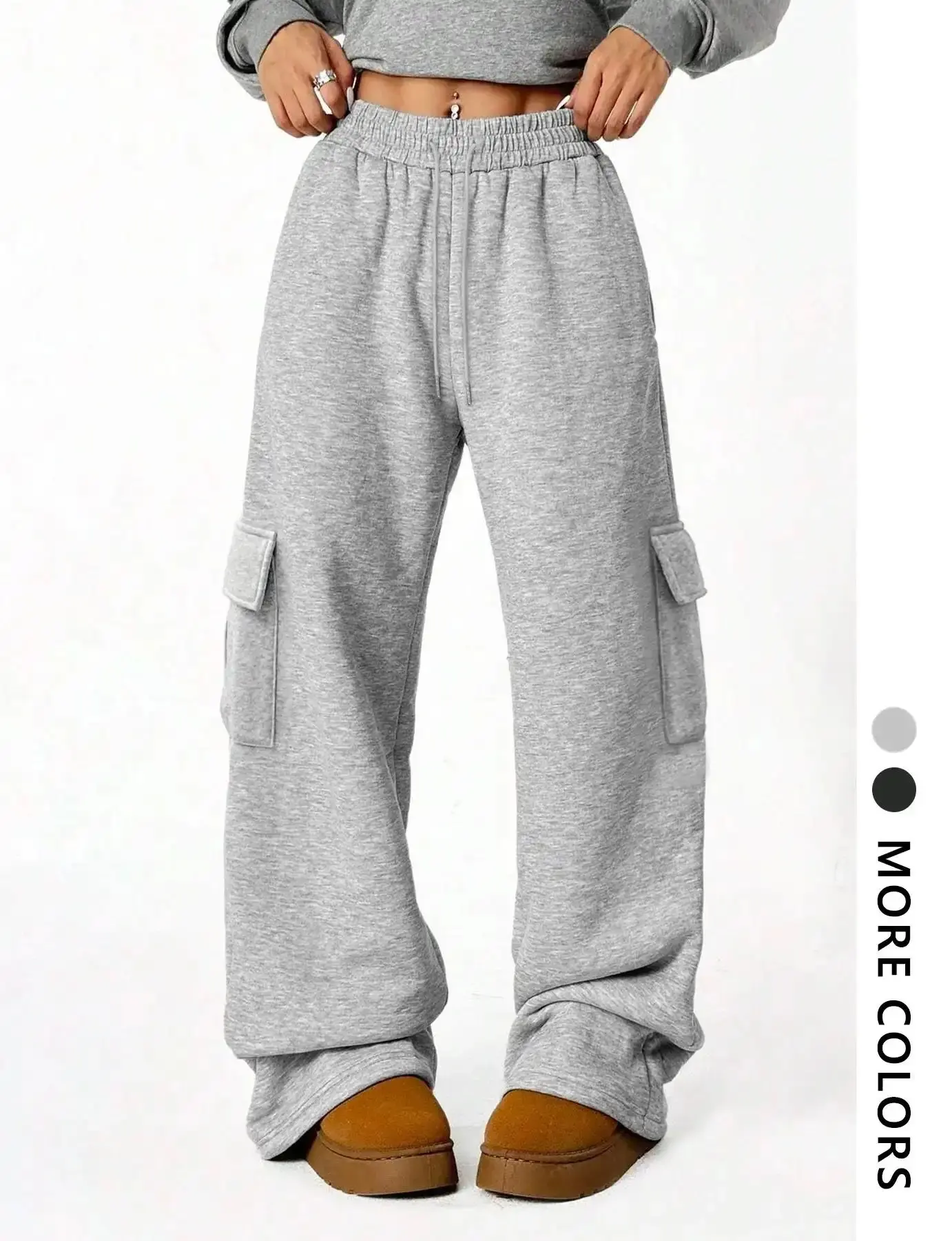 Unisex's Plain Flap Pocket Sweatpants Casual Streetwear Pants for Daily Wear Unisex Bottoms Fall and Winter Lounge classic fit multi pocket essential wardrobe urban streetwear versatile style everyday comfort
