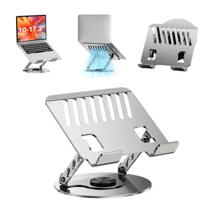 Foldable Laptop Cooling Stand – Portable Alloy Laptop Stand, 360° Adjustable Ergonomic Lift Stand, With Ventilation Holes And Non-Slip Pads – Suitable For Travel, Office And Home Use, For Watching Series, Studying And Working.