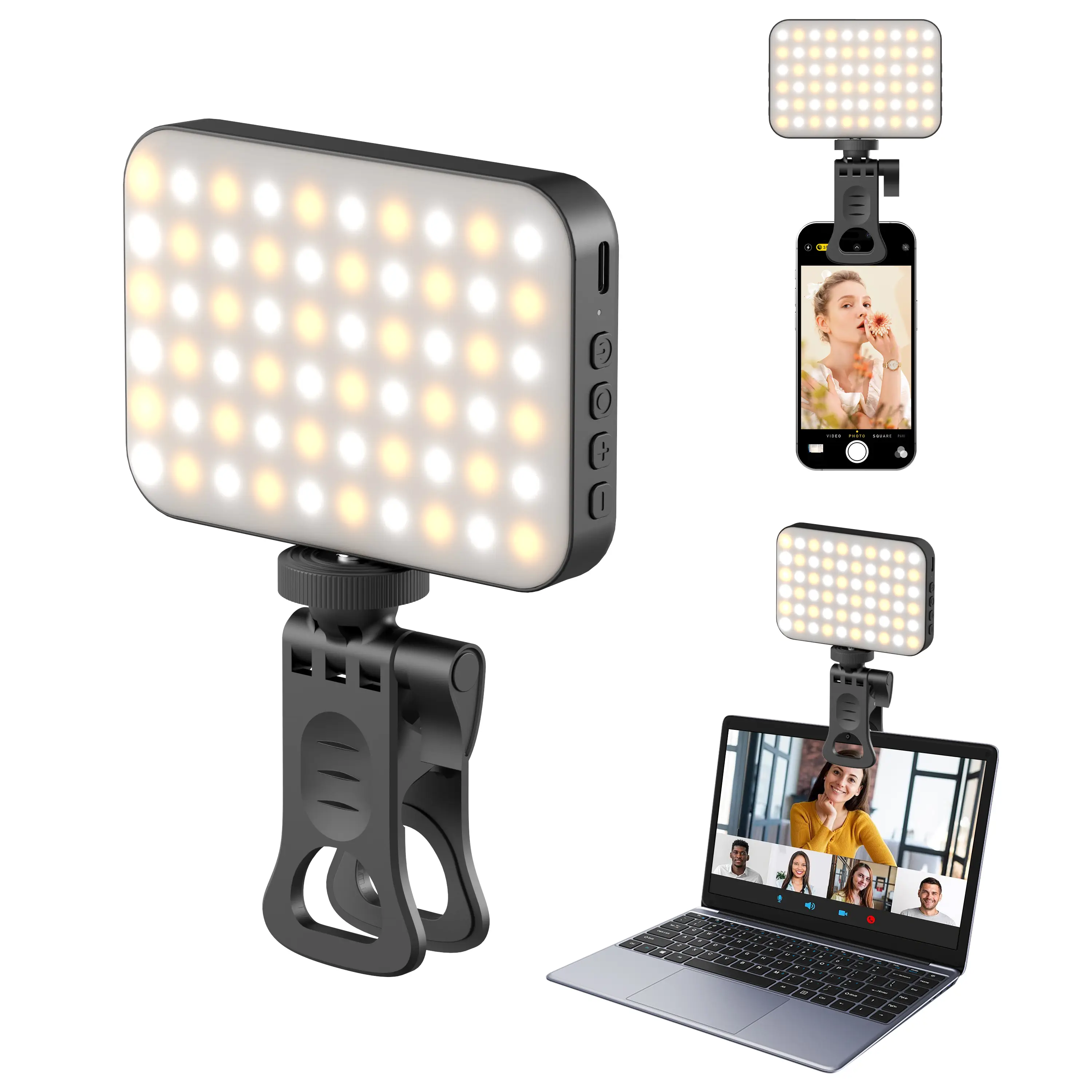Rechargeable Selfie Light & Phone LED Light with Adjustable Brightness, Perfect for Selfies, Makeup,Live Streaming & Video Conferencing