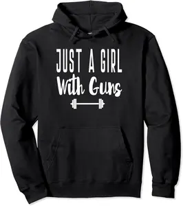 Just A Girl With Guns Muscle Weights Bench Press Dead Lift Pullover Hoodie - Latellestcha Shop 82B0BRQTZGSP