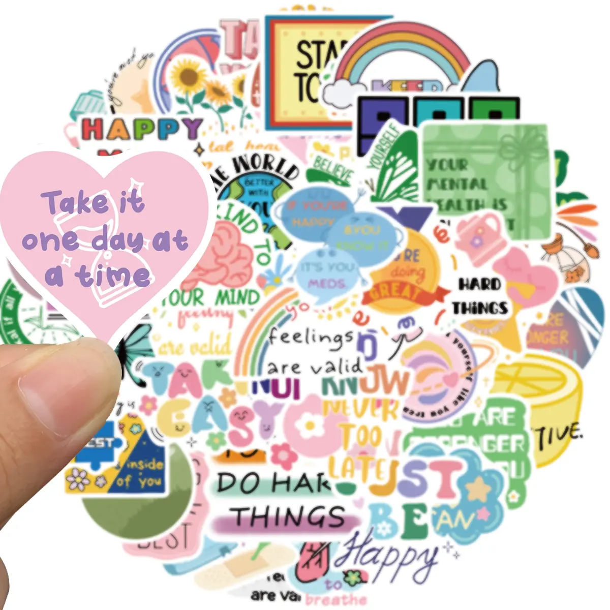 50Pcs Mental Health Stickers Mental Health Matters Awareness Vinyl Laptops Decals Kids Teens Adults Gifts Therapist Water Bottles Bumper Helmet Book Decorative Doctor Reward Stickers