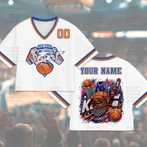 Personalized Orange & Blue Basketball Crop Jersey, Custom Name Women's Athletic Shirt, Vintage Game Day Streetwear Top
