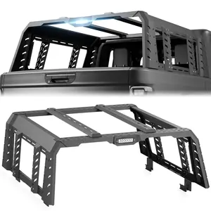 22" High Overland Bed Racks Truck Cargo Carrier Compatible with 2020-2025 Gladiator JT with LED Lights and Bed Rails, Full-Size Truck Rear Ladder Rack Back Cross Bars