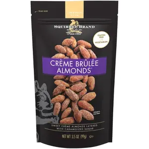 Caramel Sweet Crème Brulee Flavor Candy-Coated Almonds, 3.5 OZ Resealable Snack Nut Bag - Ideal for Travel, Office, Parties, All Ages