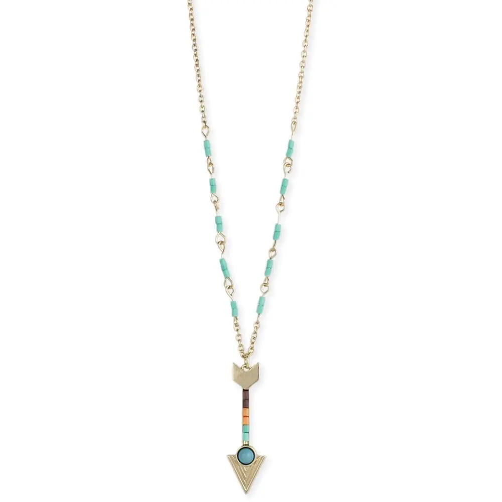 Zad Jewelry Flo Classic Turquoise Beaded Necklace with an Elegant Arrow Design, a Versatile Accessory for Personal Style, Daily