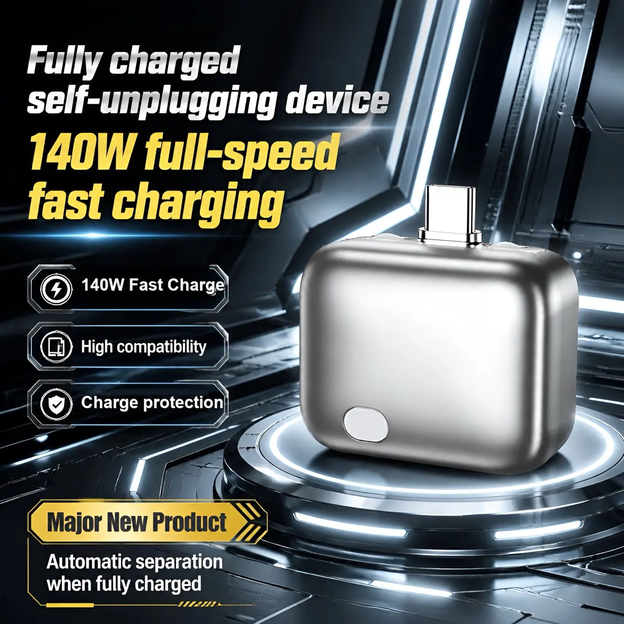 140W Auto-Disconnect Charging Adapter, Physical Cutoff Charger Accessory with Auto Stop for Phones, Laptops and Tablets, Overnight Charging Protection