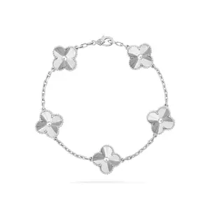 Pre-owned VCA Vintage Alhambra bracelet, 5 motifs 18K white gold