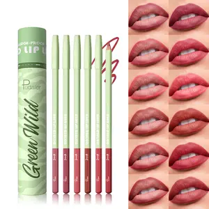 Pudaier Green Wild Lip Liner Pencil Kit | Long-wear creamy pigmented 12 colors, water-proof and smudge proof, perfect lip shape Daily Lip Makeup