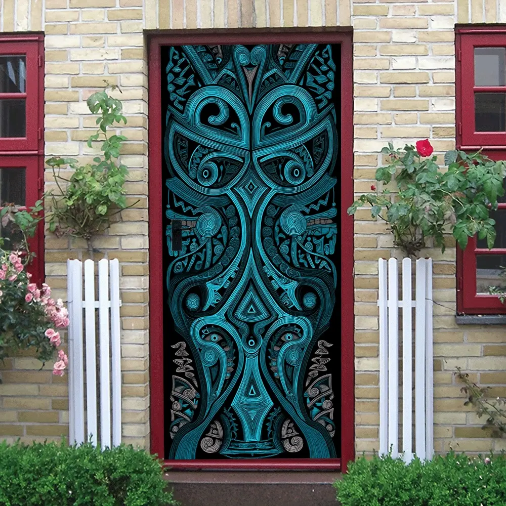 2pcs Polynesian Totem Decorative Wall Stickers Creative Ethnic Style Bedroom Living Room Background Wall Decals Removable Self Adhesive Waterproof Home Decor Stickers Art Cultural Pattern Wall Appliques