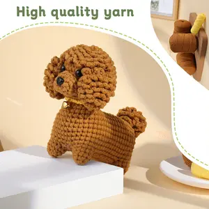 Crochet Material Kit with English Tutorial - Teddy Dog Handmade Plush Toy | Ornament/Decor | Holiday Gift for Kids