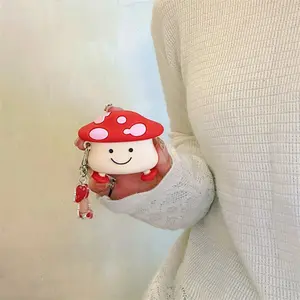 Cute Mushroom Design Earphone Case with Mushroom Pendant, Earphone Protective Cover, Earphone Accessories Compatible with AirPods, Headset
