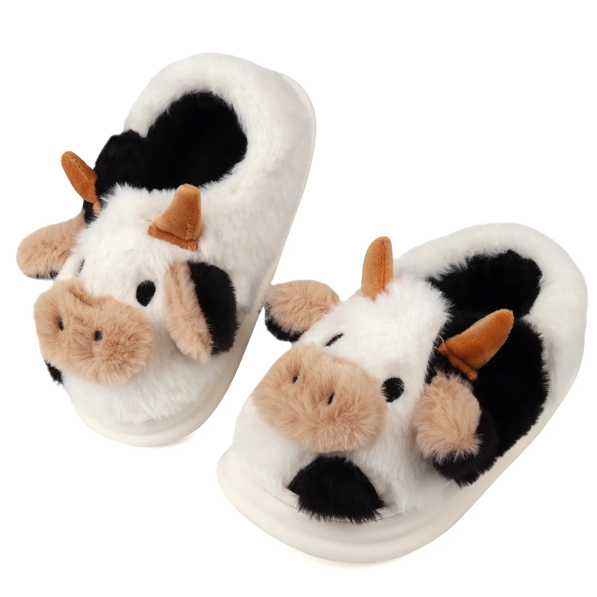 Girl and Boys Cow loafers  Animal loafers Cute Indoor Outdoor Plush Warm House Slippers Memory Foam Fuzzy Loafers winter indoor warm hom