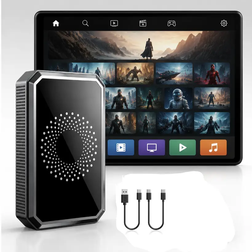 3-in-1 Wireless Car Adapter StreamNetflix/YouTube/TikTok/Google Play,Fits Factory Wired CarPlayVehicles