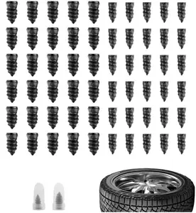 60PCS Tire Repair Rubber Nail, Vacuum Tire Repair Kits Spiral Rubber Nails, Tire Screw Plug Fast Tool Self Service Tire Repair Nail for car, Motorcycle, Truck, Tractor Tire Puncture Repair