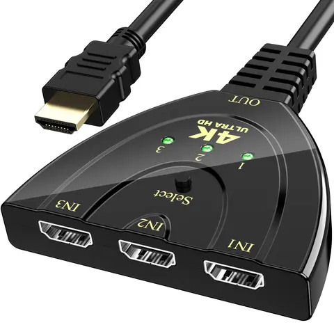 4K 3 Port HDMI Switcher, Universal 3 In 1 HDMI Splitter For Home Office, Suitable For TV Box Xbox Laptop PS3/4/5 PC DVD Player, HDMI 3 Input 1 Output Switch for Xbox