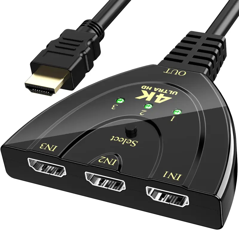 4K 3 Port HDMI Switcher, Universal 3 In 1 HDMI Splitter For Home Office, Suitable For TV Box Xbox Laptop PS3/4/5 PC DVD Player, HDMI 3 Input 1 Output Switch for Xbox