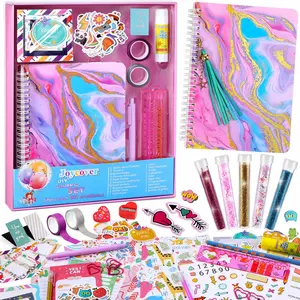 Best Selling 2024 School School Supplies Diary Set for 8-12 Years Old Girls, Christmas Gifts for 8 9 10 11 12 13 14 Years Old Girls, Diary Scrapbook Kit and Diary Stationery Set for Teen Girls, DIY Crafts for Teen Girls Pink