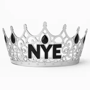 Silver "NYE" Royal Jeweled Crown Tiara for New Year's Eve