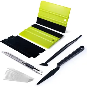 Window Tint Kit, Professional Car Wrap Kit With 2PCS Felt Squeegee and Felt Replacements, Utility Knife and 10PCS Blades, Micro Squeegee, Corner Squeegee, Vinyl Wrap Tools For Window Tint